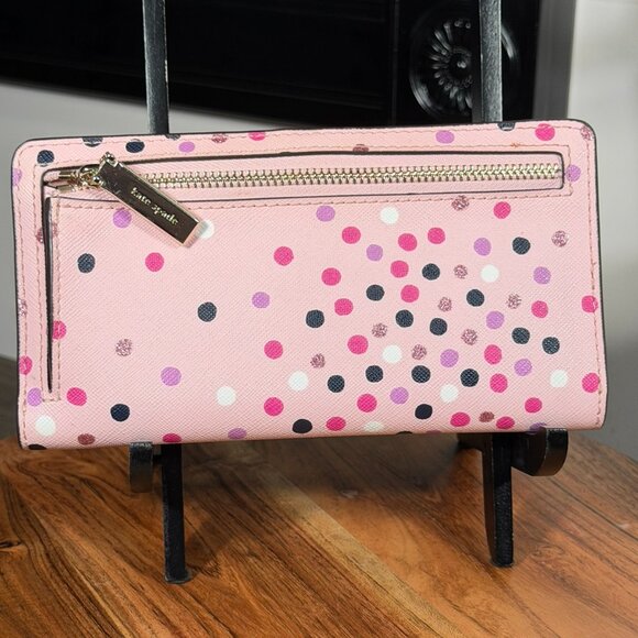 Kate Spade Staci Festive Confetti Glitter Large Slim Bifold Wallet - Picture 3 of 14